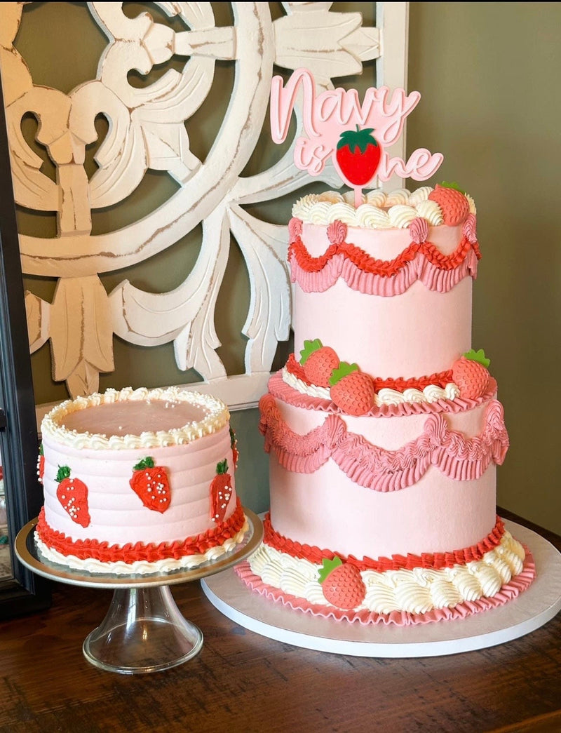 1st birthday strawberry acrylic cake topper