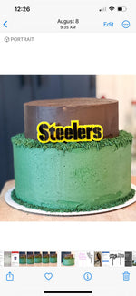NFL football themed acrylic cake topper - Charm - stylish cake sign logo | birthday party celebration Pittsburgh | PA Steelers