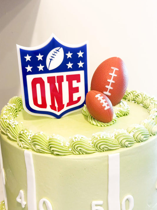 1st birthday 2nd football acrylic cake topper or Charm - stylish cake sign for baby Birthday - football | one | NFL | boys | bday | two