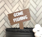 Gone Fishing wood acrylic cake topper or Charm - stylish cake sign for baby Birthday - men | Fish | outdoor
