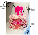 Personalized doll Pink themed acrylic cake topper