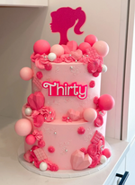 Personalized doll Pink themed acrylic cake topper