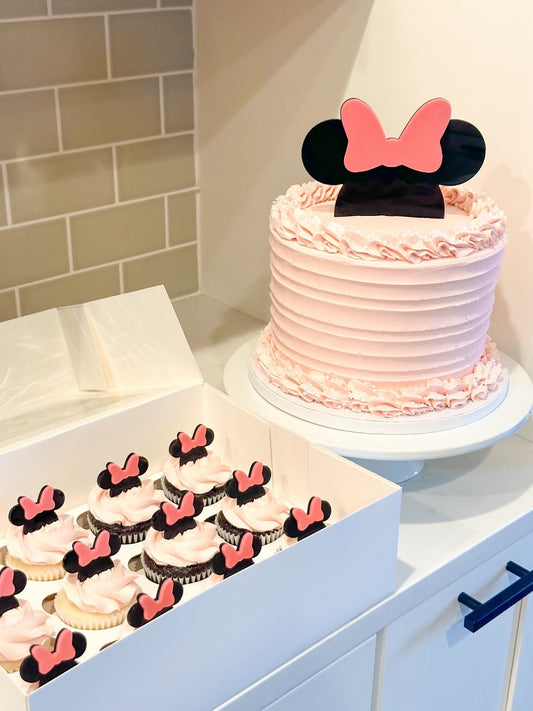 Mouse black and Pink themed acrylic cake topper - Charm - stylish cake sign for birthday bachelorette girl party celebration cupcake