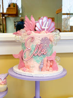 Personalized mermaid themed acrylic cake topper - Charm - under the sea | ocean | shell | birthday girl party celebration number age