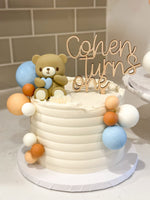 Personalized wooden painted cake topper- custom Birthday, holiday, wedding, baby shower celebration | birch charm | script