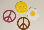 Groovy hippy 70’s birthday acrylic cake topper | Charm - stylish cake sign | two groovy | girls boys Birthday - peace | love- 5 piece set