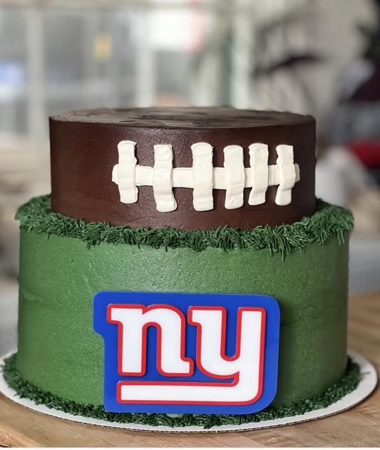 NFL football themed acrylic cake topper - Charm - stylish cake sign logo | birthday party celebration New York | NY Giants