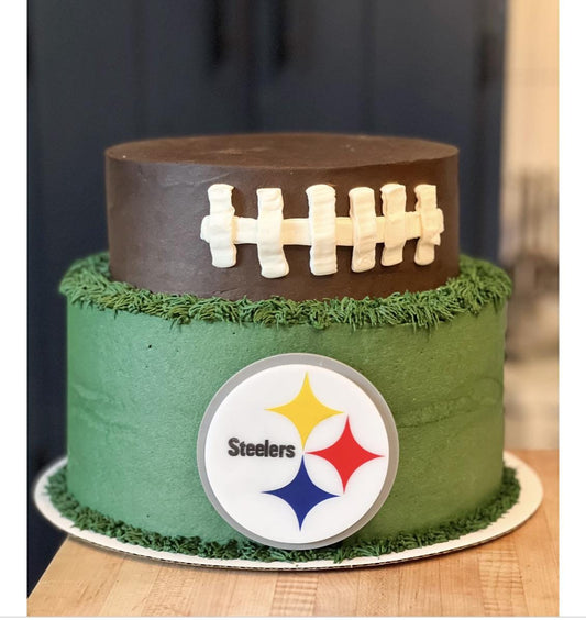 NFL football themed acrylic cake topper - Charm - stylish cake sign logo | birthday party celebration Pittsburgh | PA Steelers