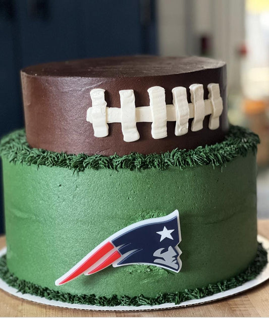 NFL football themed acrylic cake topper - Charm - stylish cake sign logo | birthday party celebration Patriots | New England