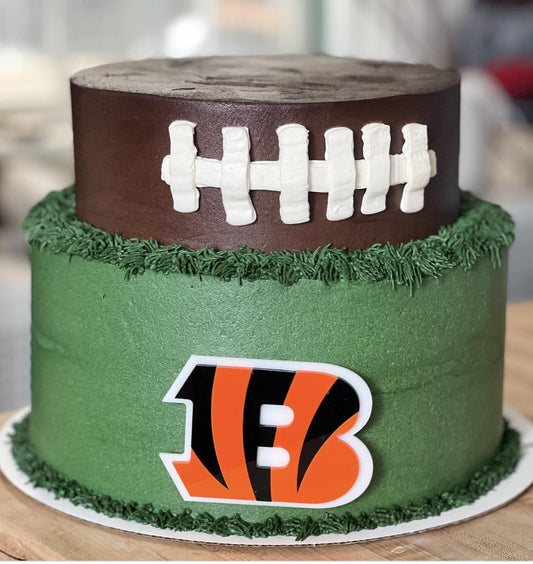 NFL football themed acrylic cake topper - Charm - stylish cake sign logo | birthday party celebration Cincinnati | OH Bengals