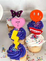Olivia Rodrigo Guts tour themed acrylic cupcake toppers - Charm - party celebration favors | 8 pack- different toppers