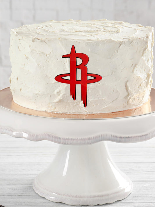 NBA basketball themed acrylic cake topper - Charm - stylish cake sign logo | birthday party celebration Houston | TX Rockets