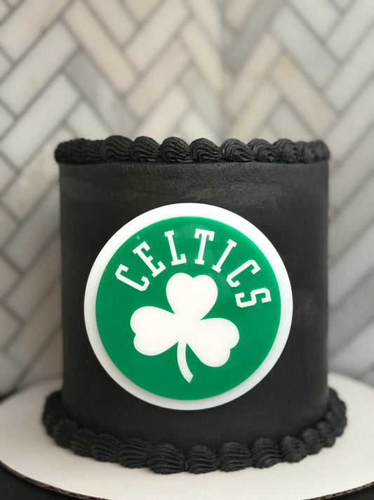 NBA basketball themed acrylic cake topper - Charm - stylish cake sign logo | birthday party celebration Boston | MA Celtics