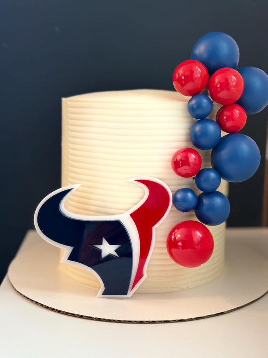 NFL football themed acrylic cake topper - Charm - stylish cake sign logo | birthday party celebration Houston | TX Texans