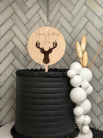 Hunting wood & acrylic cake topper | Charm - stylish cake sign for men | boys | kids Birthday | deer | outdoor | bday | hunting | antlers