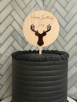 Hunting wood & acrylic cake topper | Charm - stylish cake sign for men | boys | kids Birthday | deer | outdoor | bday | hunting | antlers