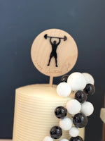 Workout | lifting wood & acrylic cake topper | Charm - stylish cake sign | Birthday | CrossFit | muscles | bday | power | gym