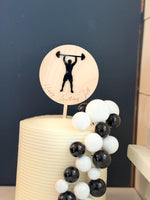 Workout | lifting wood & acrylic cake topper | Charm - stylish cake sign | Birthday | CrossFit | muscles | bday | power | gym
