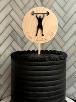 Workout | lifting wood & acrylic cake topper | Charm - stylish cake sign | Birthday | CrossFit | muscles | bday | power | gym