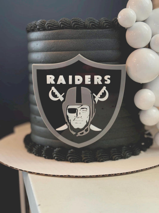 NFL football themed acrylic cake topper - Charm - stylish cake sign logo | birthday party celebration Las Vegas | NV Raiders