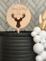 Hunting wood & acrylic cake topper | Charm - stylish cake sign for men | boys | kids Birthday | deer | outdoor | bday | hunting | antlers