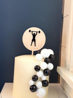 Workout | lifting wood & acrylic cake topper | Charm - stylish cake sign | Birthday | CrossFit | muscles | bday | power | gym