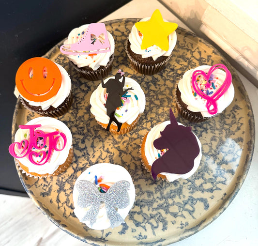 Jojo Siwa themed acrylic cupcake toppers - Charm - party celebration favors | 8 pack- girls | dance | bday