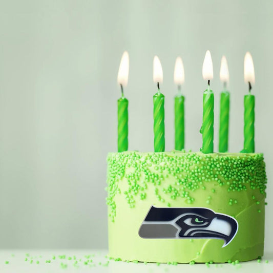 NFL football themed acrylic cake topper - Charm - stylish cake sign logo | birthday party celebration Seattle | WA Seahawks
