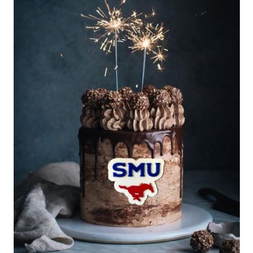 Southern Methodist college university themed acrylic cake topper - Charm - stylish cake sign logo | birthday party celebration graduation