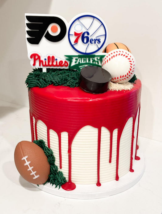 Philadelphia sports team themed acrylic cake topper - Charm- Philly cake sign for birthday party celebration- accessories NOT included